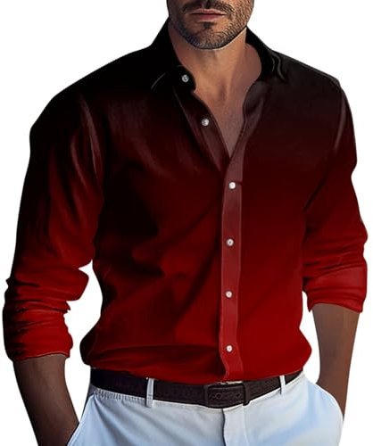 SHZFGUI Chemise Homme Chemise Blanche Chemise A Carreaux Homme Chemise Beige Homme Chemise Pilote avec Epaulette Chemises Hommes Chemisette Homme Manche Courte Chemise Homme Blanche Rouge XL