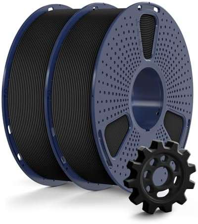 SUNLU 2KG Rapid PETG Filament Bündel, Hohe Geschwindigkeit 30–600mm/s 3D Drucker Filament, 1.75mm ±0.02 mm, 1kg Reusable Spule, 2 Stück Insgesamt (Schwarz+Schwarz)