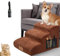 MASTERTOP Escaliers pour Chiens à 3 Marches en Éponge Haute Densité 30D, Échelle Large pour Animaux de Compagnie, Escaliers Chat Antidérapant avec Housse Amovible pour Monter Canapé et Lit (Marron)