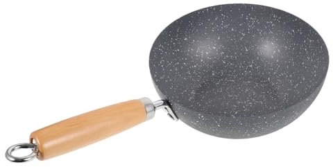 Amosfun Petit Wok Antiadhésif 20 Cm En Fer Fonte Motif Marbre, Poêle à Frire Légère Pour Cuisson Rapide, Usage Domestique Et Restaurants, Pour Légumes Et Viandes