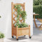 Juroupi Jardinera con Enrejado y Ruedas Madera Jardinera Madera Exterior maceteros Exterior jardineras Exterior Maciza de Abeto marrón - 3207644