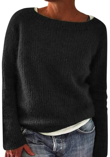 SCBFDI Norweger Pullover Damen, Fair Isle Pullover Damen Elegant Rundhals Pullover Basic Langarmshirt Bunte Strickpullover Casual mit Aufdruck GroßE GrößEn Warm Winter Jumpers