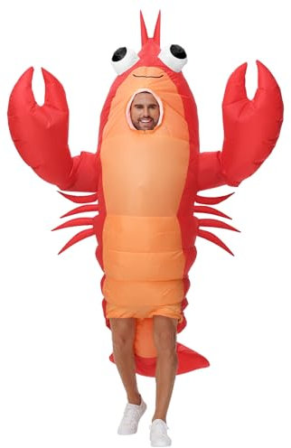 Poptrend Inflatable Lobster Costume for Adult, Inflatable Blow up Costumes Lobster Halloween Costumes Men Women Funny Fancy Dress Party Costumes (Adult)