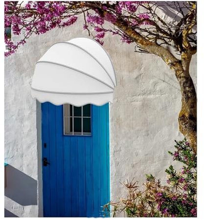 Tenda da sole curva francese per porte e finestre, con copertura semisferica pieghevole in tela anti UV, per porta anteriore/posteriore, patio, bar, decorazione, diametro 60 cm