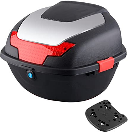 Bauletto posteriore per moto con serratura, bauletto per ciclomotore/scooter, bauletto universale per moto e scooter, robusto e durevole, bauletto portaoggetti per casco con serratura (colore: grigi