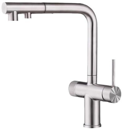 Grifo Osmosis Extraible Grifo Cocina Acero Inoxidable con 2 Salidas Grifo de Cocina Fregadero con Osmosis Mezclador Agua Fría y Caliente