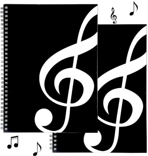 gisgfim 2 Pack Music Notebook Blank Sheets Songwriting Paper Manuscript Books Writing Composition Staff Accessories Gift for Friends 10 Staves 100 Pages/Clef Notebooks