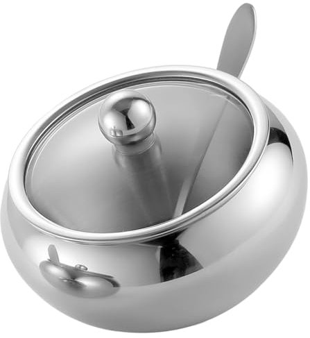 DECHOUS 3 Sätze Hafer Tablett Einmachgläser mit Deckel Tee Kaffee Zuckerdosen Kanister lagercontainer vorratsbehälter sossenlöffel deckchen Gewürzdosen Zuckerhalter Edelstahl 304 Silver