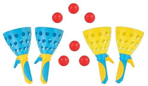 Idena 90276 - Jeu de Balle à Attraper XXL avec 4 gobelets, 6 balles incluses, Jeu de Balle pour Le Jardin, Le Parc et la Plage