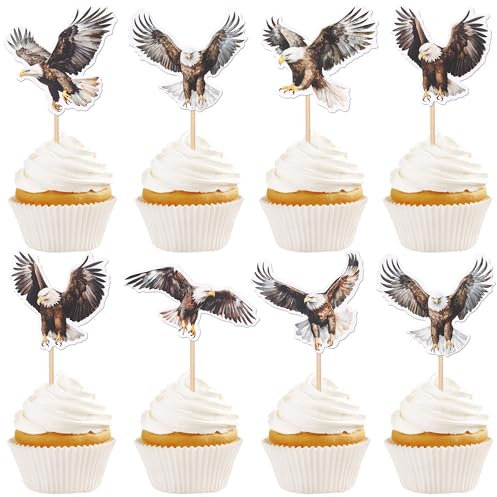 42 Stück Adler Tortendeko Gedruckt Wild Tier Kuchen Deko Adler Geburtstag Cupcake Toppers für Wild Tier Thema Baby Dusche Kinder Geburtstags Party Kuchen Dekoration Buntes