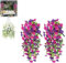 Kouamor 2Pcs Plastic Flowers for Outdoors, 75cm Artificial Hanging Flowers, Faux Hanging Baskets, Artificial Hanging Baskets, No Fade Plastic Flowerss Decoration, for Garden Porch Window (purple-red)