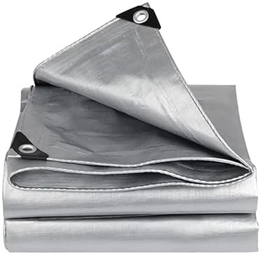 Tarpaulin 5m x 6m Silver Waterproof Builders tarp Garden Dry Cover Camping Ground Sheet Dust Cover