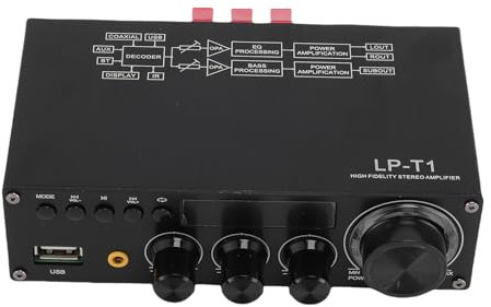 Garsent 5.1 Channel Home Theatre Stereo Receiver, Wireless Home Audio -Verstärkersystem, Digitaler Stereo -Empfänger/Amp -System, BT/USB/SD // LED/Opt/Koax für Home/Studio (EU-Stecker)