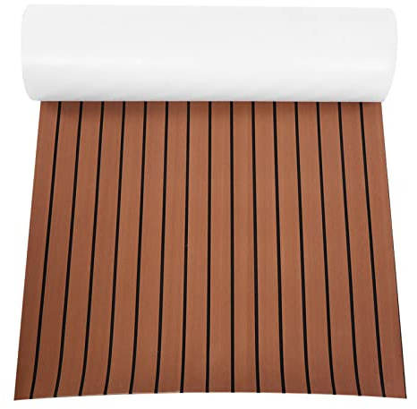 Luqeeg EVA Teak Decking Sheet Boat Flooring, Multifunction Non Slip Yacht Flooring, Decking Sheet Marine Mat with Easy Clean Comfortable for Yacht RV Car Interior Decoration (Dark Brown)