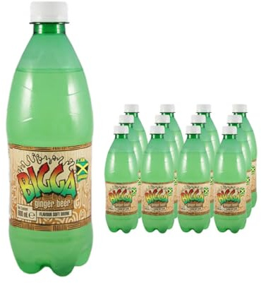 Africa Select Bigga Ginger Beer 600ml Bottles (Pack of 12) | Authentic Jamaican Soda & Carbonated Soft Drink Multipack | Spicy Fizzy Beverage