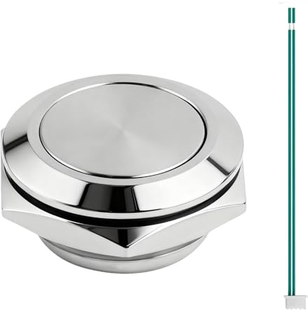 Bouton Poussoir en Acier Inoxydable Ultra Plat IP67 – Interrupteur Poussoir Tactile 12V/220V Ø19mm, Bouton de Sonnette Étanche pour Moto & WC, Idéal pour Installation Intérieure & Extérieure