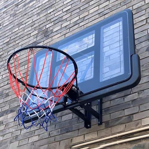 Panier De Basket Mural, Panier De Basket Extérieur avec Supports à Corne Montés à L'arrière Et Panneau Arrière Incassable, pour Maison, Jardin, Garage