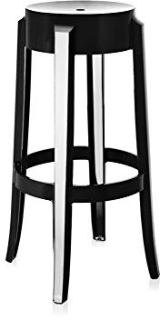 Kartell Charles Ghost, Hocker Large, H. 75 cm, Schwarz, 2er-Satz