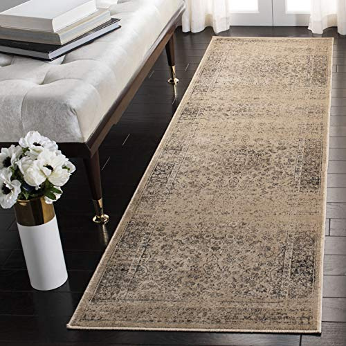 SAFAVIEH Vintage Collection Runner Rug - 2'2 x 8', Warm Beige, Oriental Medallion Distressed Viscose Design, Ideal for High Traffic Areas in Living Room, Bedroom (VTG113-660)