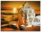 ARTLAND Wanddeko Leinwand Bilder Wandbild 80x60 cm Asien Buddha Zen Sonnenuntergang Wellness Entspannung T5OK