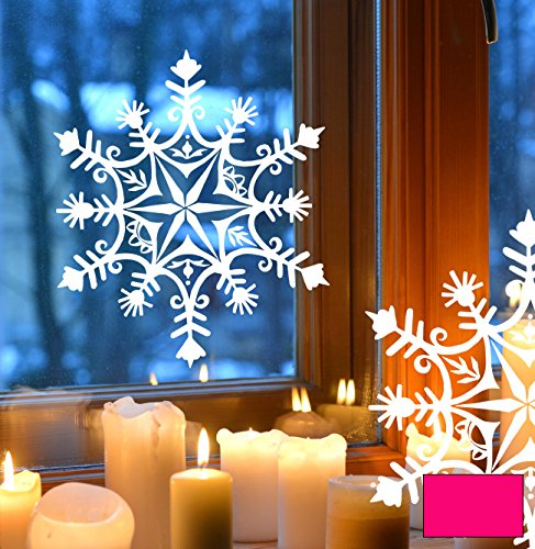 ilka parey wandtattoo welt Fensterbild Fensteraufkleber Winterbild Schneeflocke Schneekristall M1717 - ausgewählte Farbe: *Pink* - ausgewählte Größe: *XXXL - 80cm breit x 94cm hoch*