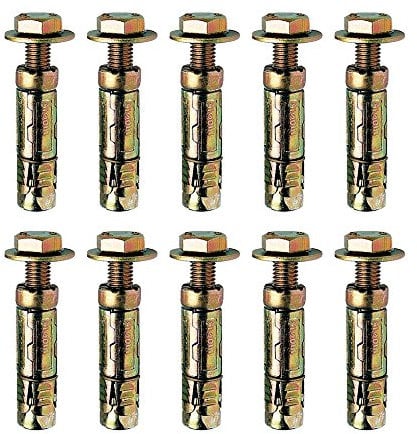 M6 x 10mm Loose Bolt Shield Anchor Heavy Duty Wall Plug - Pack 10