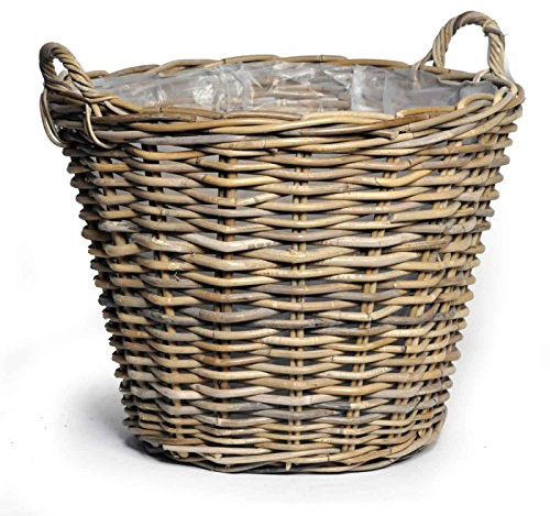 Mega ceramics Robuster Weidenkorb mit Henkel D 48 cm Pflanzkorb Korb Dekokorb Holzkorb
