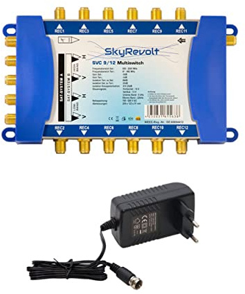 SkyRevolt SVC 9/12 Multiswitch externes Netzteil Multischalter 2 SAT für 12 Anschlüsse Satverteiler Digital HDTV FullHD 4K UHD 8K