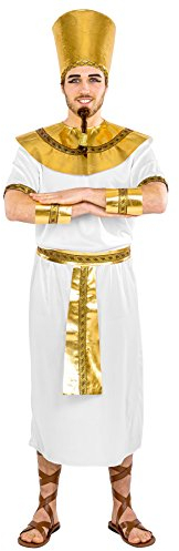 tectake dressforfun Herrenkostüm König Pharao | Bequemes Gewand, mit Bordüre an den Ärmeln | inkl. Armstulpen, Kopfbedeckung, Bindegürtel & Kragen (M | Nr. 300351)