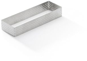 De Buyer - Cercle à tarte rectangle VALHORNA en inox perforé - 12 x 4 x 2 cm - Fabriqué en France, Technologie AIR SYSTEM, Micro-Perforations pour Cuisson Rapide et Homogène pour Résultats Croustillants