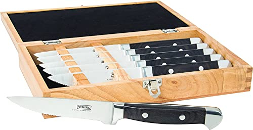 Viking Pakka Steakmesser-Set aus Holz mit Gummiholzbox, Schwarz, 6-teilig, 1
