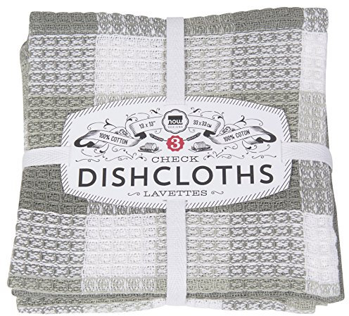 Now Designs Check Dishcloth Set, London Gray
