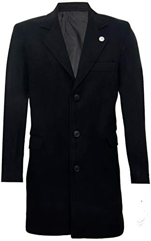 Mens 3/4 Long Wool Crombie Overcoat Jacket Blinders Trench Slim Fit Coat