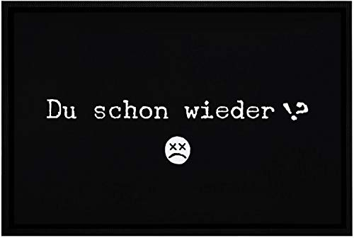 MoonWorks® Fußmatte mit Spruch lustig Du Schon Wieder? emojji Ironie Witz rutschfest & waschbar weiß 60x40cm