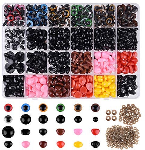 ASTARON 1028Pcs Safety Eyes and Noses Kit with Washers for Crochet Toys Doll Plush Animal Craft Making Assorted Sizes(6mm-15mm)