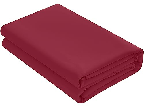 HOME ACE Non Iron Percale Flat Sheet Super King Bed Red, 180 Thread Count 100% Poly Cotton Top Sheets Superking Bedding, Polycotton Red Bed Sheet Superking Size Bed Cotton Flat Sheet