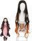 Generico Nezuko Damen Locken Perücke, 60 cm, Menschliches Haar, WIG, Perücke, Cosplay, Karneval, Party