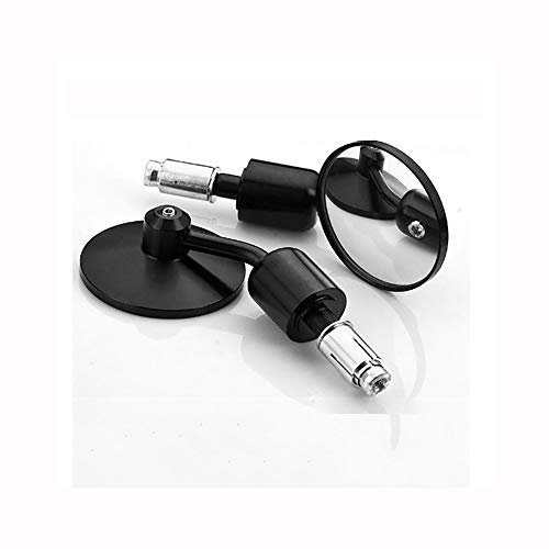 ANCLLO - Retrovisor de motocicleta ajustable redondo de 7/8 pulgadas, espejo retrovisor de extremo de barra de manillar redondo, espejo retrovisor de motocicleta (negro)