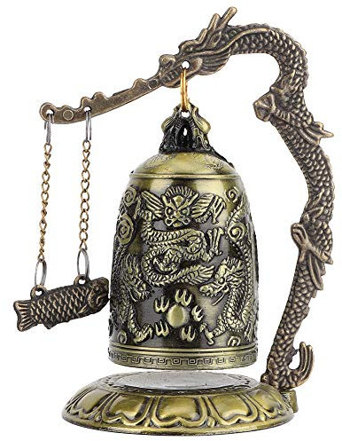 Campana del Drago Vintage, Campana del Drago Vintage Piccola Campana Buddista in Bronzo Intagliato Ornamento Decorazione della Casa Desktop in Stile Cinese per gli Amici Benedizione Dell'ufficio Buona