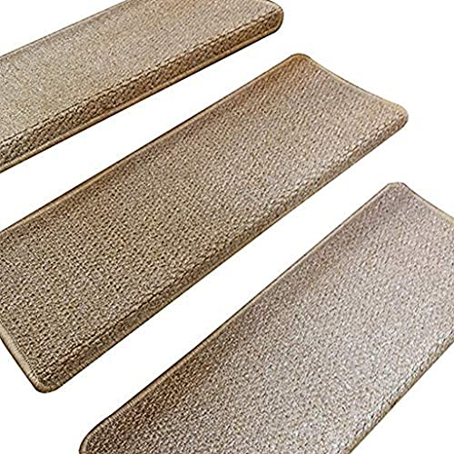 ZXFDM Set of 14 Selbstklebende Treppenstufen Bullnose Treppenschutz Treppenteppich Simulierter Sisal rutschfeste Treppenmatte Läufer Teppiche for Innentreppen (Color : A-Rectangle, Size : 29.52in/