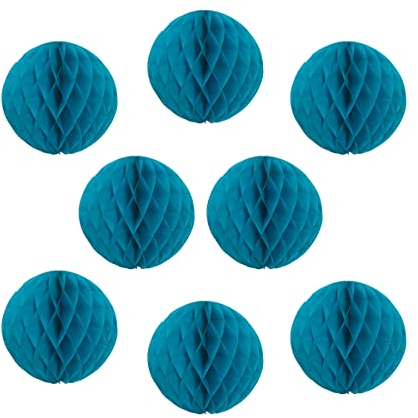 Papier-Wabenbälle, dekorative Seidenbälle, Blumen-Kunst, hängende Bälle für Geburtstag, Hochzeit, Kinderzimmer, Babyparty, Heimdekoration (25,4 cm, Blaugrün), 8 Stück