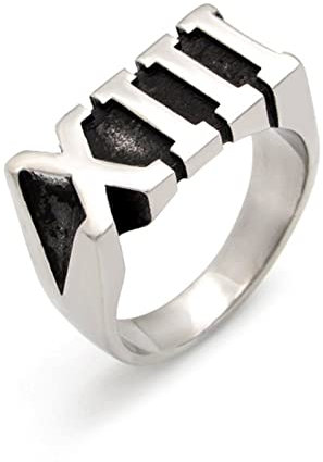 Römische Ziffer 13 Titanstahl Herrenringe Punk Hip Hop Retro Einzigartiges Amulett für Mann Freund Biker Schmuck Kreativität Geschenk