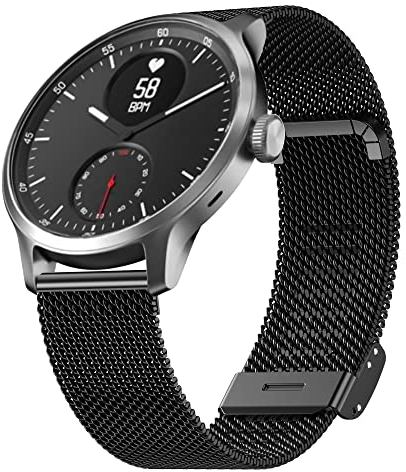 Hiseus Metall Armband Kompatibel mit Withings ScanWatch 42mm, Edelstahl Verstellbarer Ersatzarmband Kompatibel mit Withings Steel HR 40mm/Steel HR Sport Armband (Schwarz)
