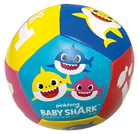 ODS - Baby Shark, Baby Ball Ultra Soft, Palla Morbida 12 cm, Gioco per Prima Infanzia per Sviluppo Tattile e Visivo con Numeri, in Ecopelle, Età Consigliata +6 Mesi