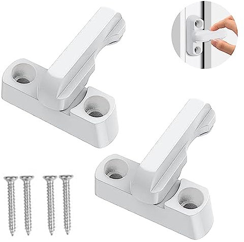 Sash Jammers - Cerraduras de ventana, 2 piezas de PVC UPVC puertas ventanas seguridad del hogar, puerta abatible de acero plástico y marco de ventana, cerradura de restricción de ventana (blanco)