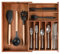 KitchenEdge Organizador de cubiertos de Acacia, cubiertos y utensilios de primera calidad para cajones estrechos de cocina, ampliable de 27 cm a 48 cm, 9 compartimentos de almacenamiento