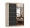 Kleiderschrank mit Spiegel Schwebetürenschrank 2-türig Schrank mit Einlegeböden und Kleiderstange Schiebtüren Schlafzimmer Wohnzimmerschrank 150x200x61 cm - Beni 05 Dark (Sonoma + Schwarz, 150)