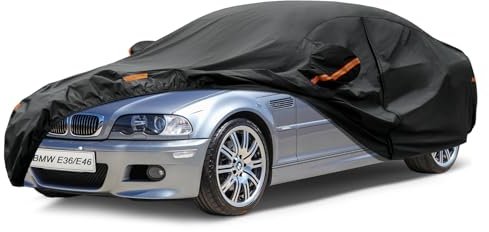 Kayme Autoplane Wasserdicht Atmungsaktiv für BMW 3er E36/E46/E90 (1999-2012), 7 Schichten Vollgarage Autoabdeckung für Regen Sonne Staub Schutz Verkratzt, Autoabdeckung mit Reflektierenden Streifen.