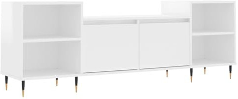 vidaXL TV Cabinet Unit - Modern Engineered Wood Media Stand with Ample Storage - High Gloss White - Suitable for Living Room or Bedroom