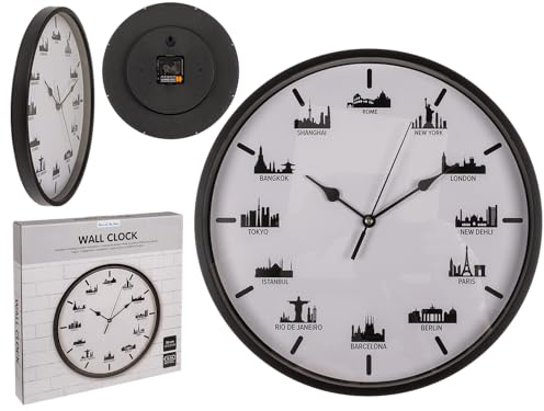 Out of the blue Wanduhr, Skylines, 30 x 30 x 3,8 cm, für 1 Mignon Batterie (AA), im Geschenkkarton